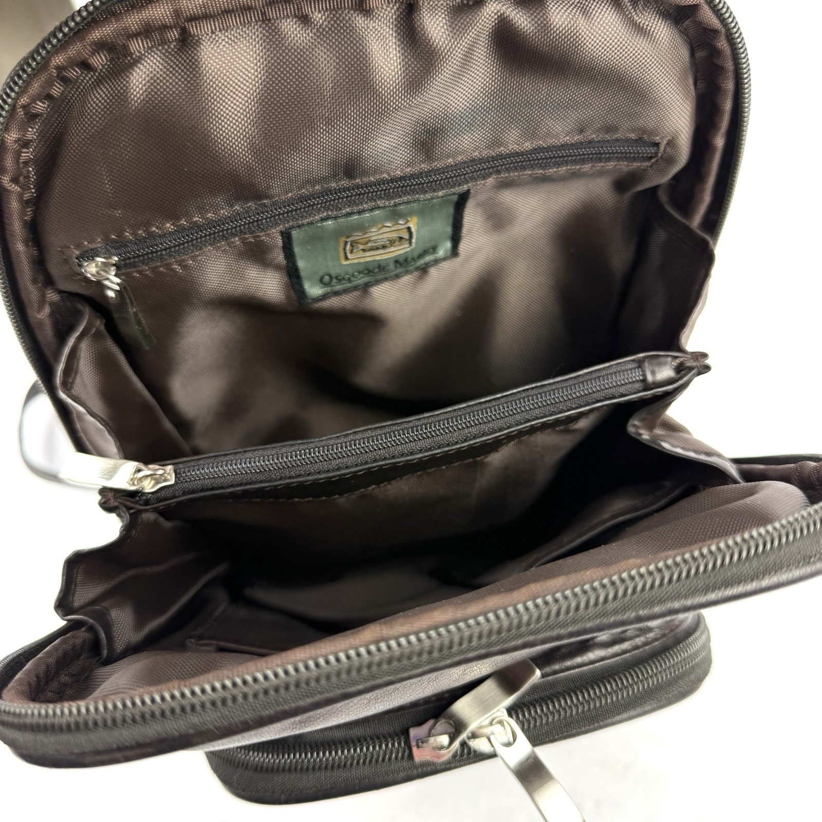 Osgoode Marley Backpack Dark Brown Soft Leather Organizer Rucksack Travel School — image 5 of 8